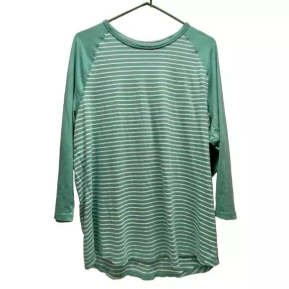 Express Jersey Tunic Women’s XL Mint Green White Stripe 3/4 Sleeve Pullover Tee - Picture 1 of 9